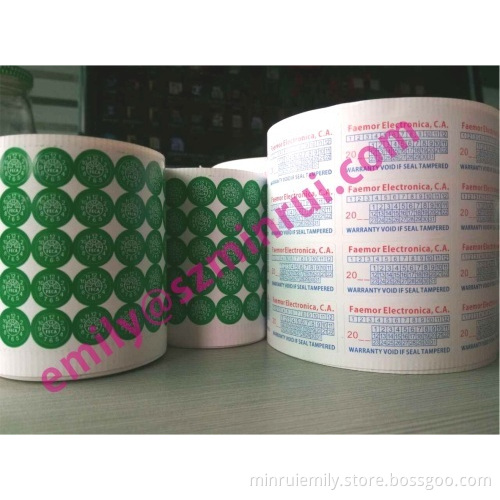 Custom Green Round Warranty Stickers In Rolls,warranty Void If Removed Labels,self Sticking Tamper Evident Seal Label 